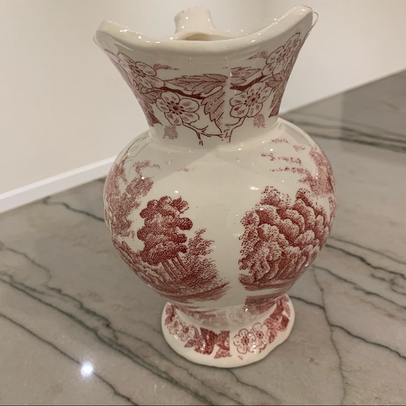 Vintage Johnson Bros Red Transferware Pitcher - Picture 5 of 10